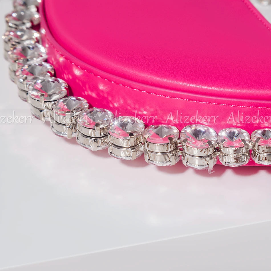 Shiny Crystal Sequines Round Evening Bags Women Luxury Designer Half Moon Rhinestone Wedding Clutch Purses And Handbags Party