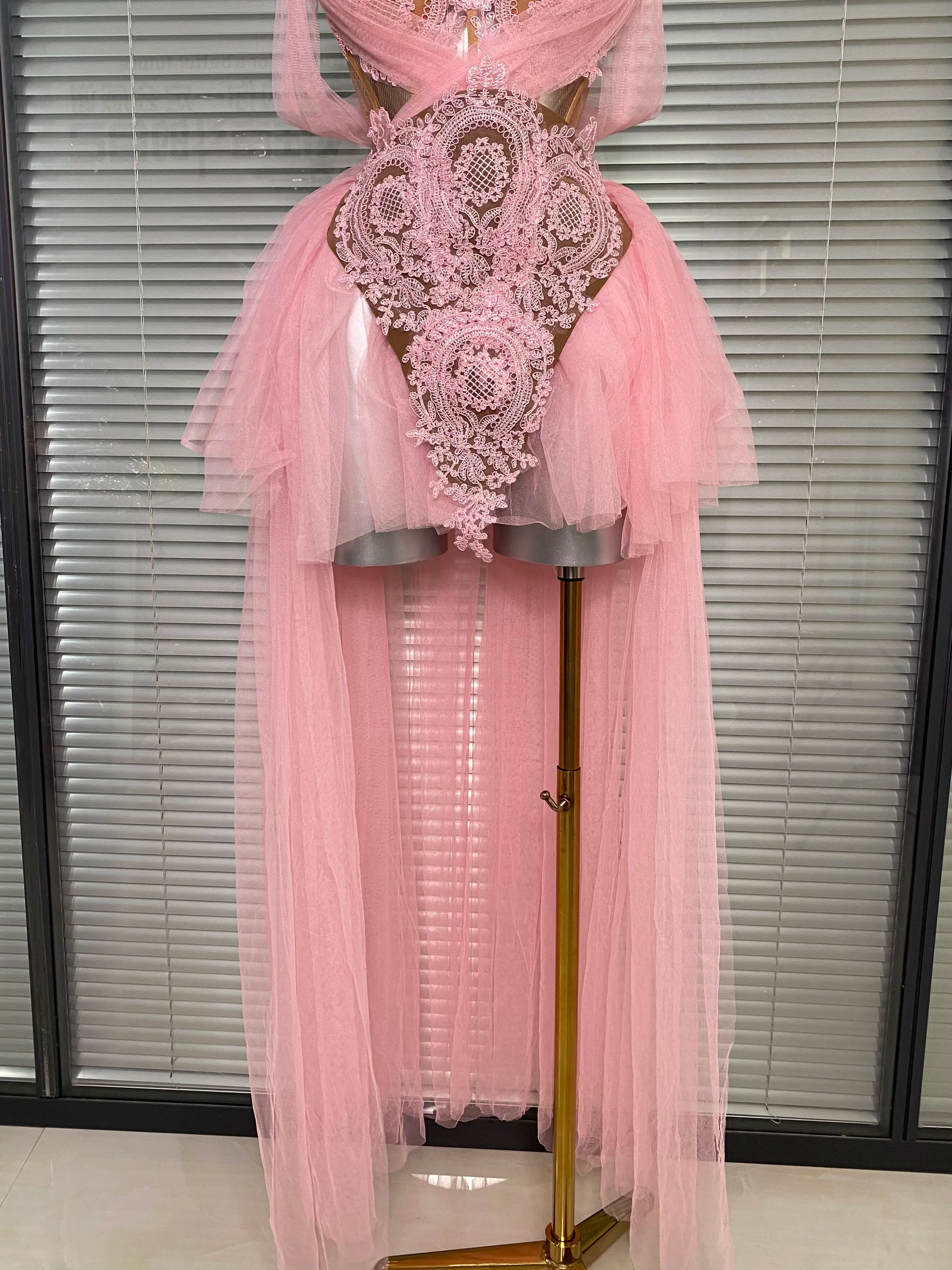 Celebrity INS Sexy Two Pieces Set Women Celebrity Adjustable Laced Pink Gray Black Skirt Suits Stage Costume