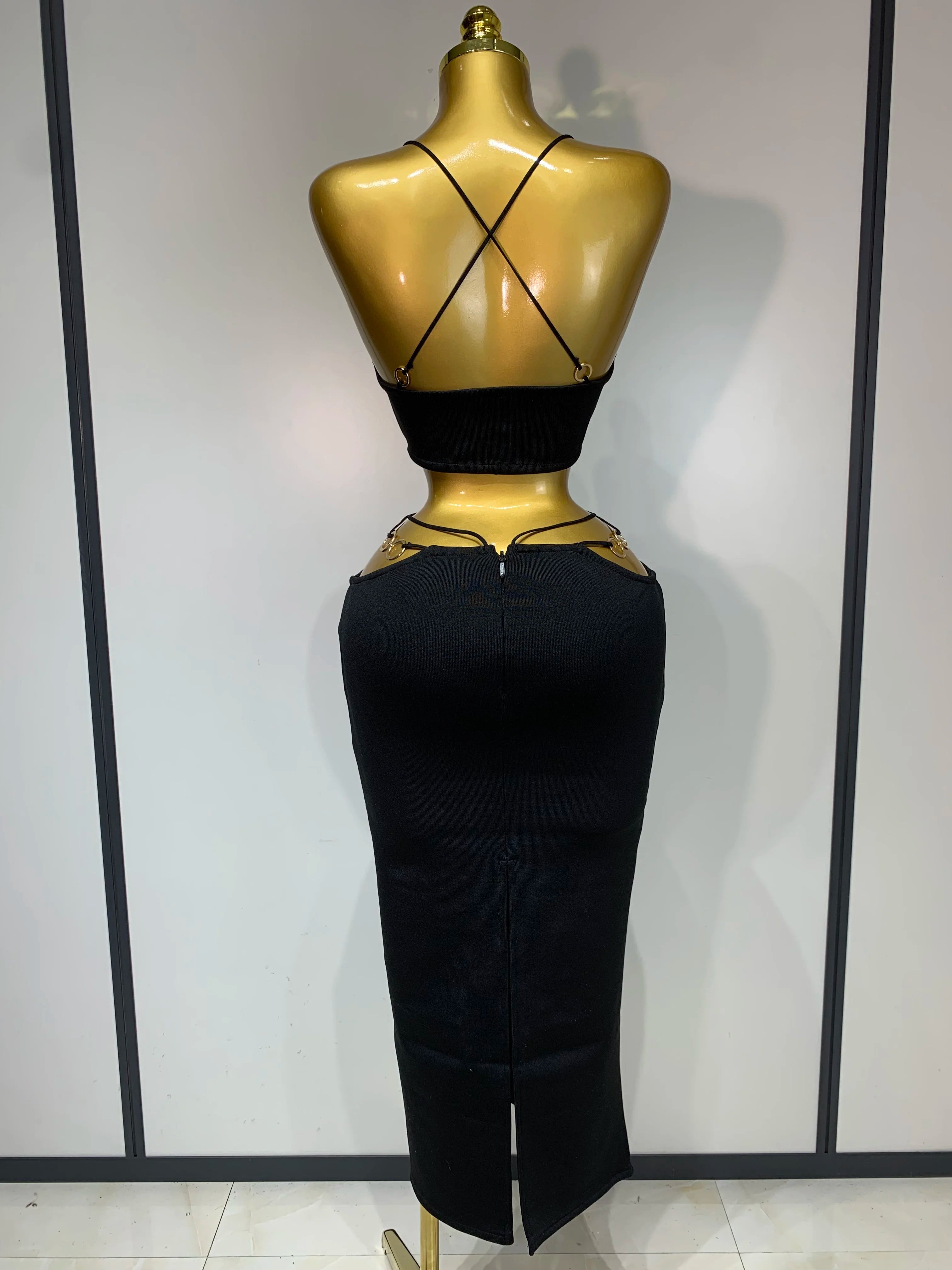 Women Sleeveless Sexy Spaghetti Strap Hollow Out Bodycon Long Bandage Dress 2025 Celebate Elegant Luxury Birthday Club Dresses