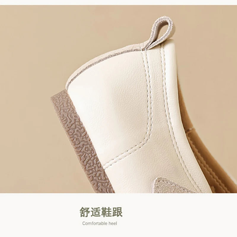 Spring Women's Flat Shoes Korean Style Mary Jane Ladies' Casual Leather Flat Boat Shoes Loafers Work and Party Wear 41-43