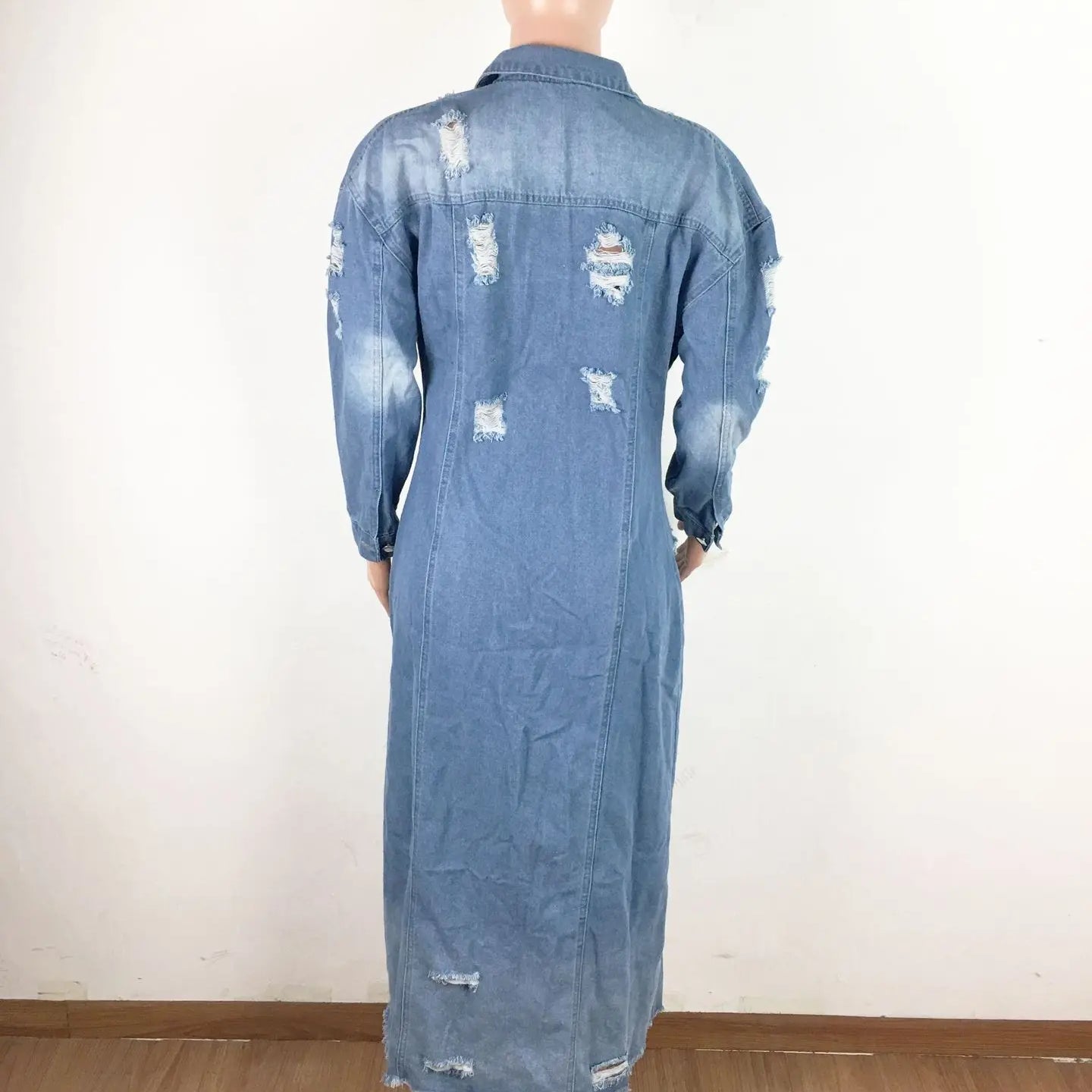 Women's Denim Jacket Fashion Spring Ladies Windbreaker Long Sleeve Ripped Jacket Cardigan Denim Cloak