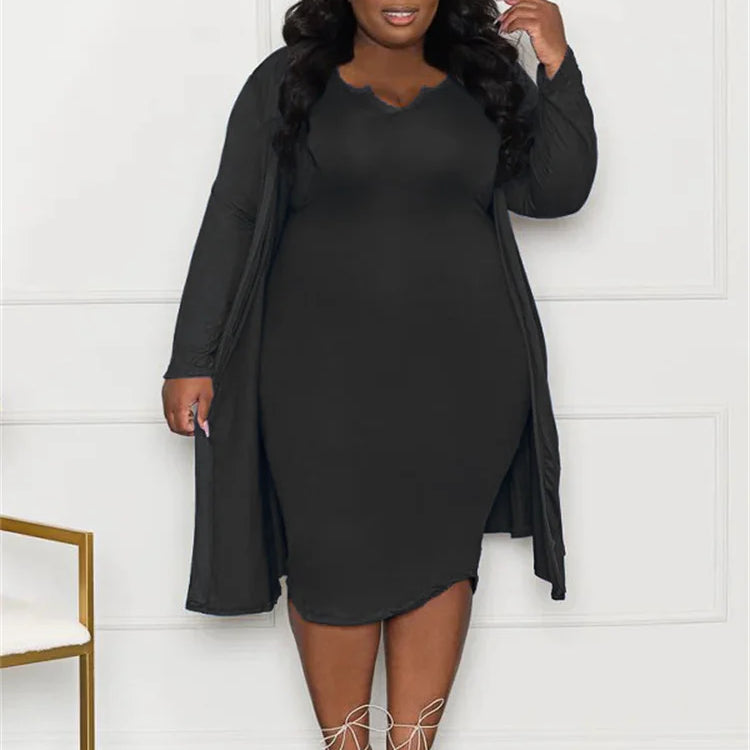 Wmstar Plus Size Dress Sets 2 Piece Outfits Maxi Dresses Out Wear Coat Sexy Matching Suit Fall Clothes Wholesale Dropshipping