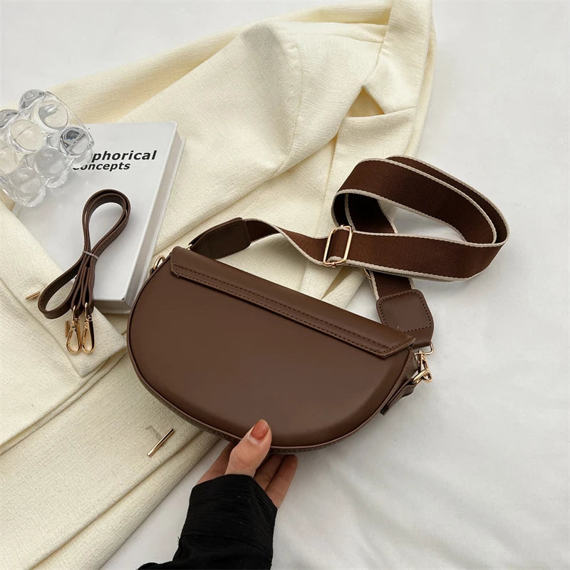 Small Leather Saddle Armpit Bags for Women Summer Chain Shoulder Crossbody Bag Ladies Vintage Underarm Handbags bolsa