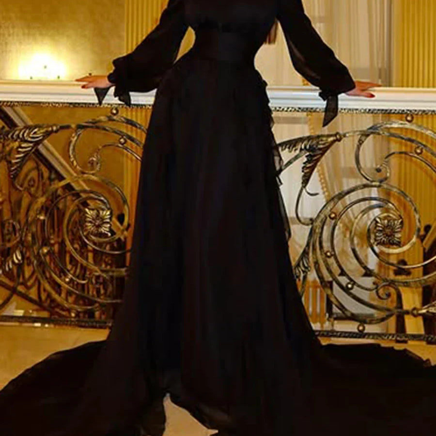 Solid Loose Midi Dresses for Women Round Neck Long Sleeves Patchwork Lace Up Temperament Dress Female Clothing New