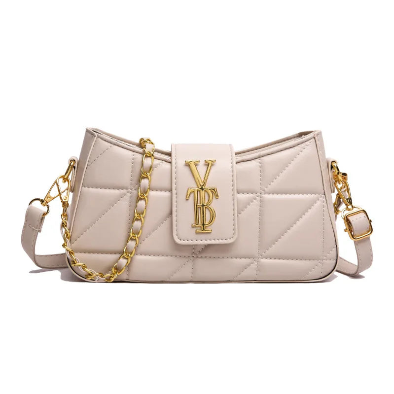 Structured Square Bag with Polished Chain Strap 2025, Elegant Shoulder & Crossbody Purse for Women, Versatile Mini Handbag