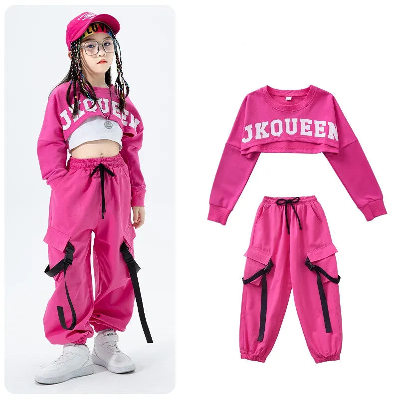 Girls Jazz Dance Performance Dress Girls Hip-hop Suit Cool Belly Button Exposed Clothing Children's Hip-hop Fashion Clothes 829-823 suit