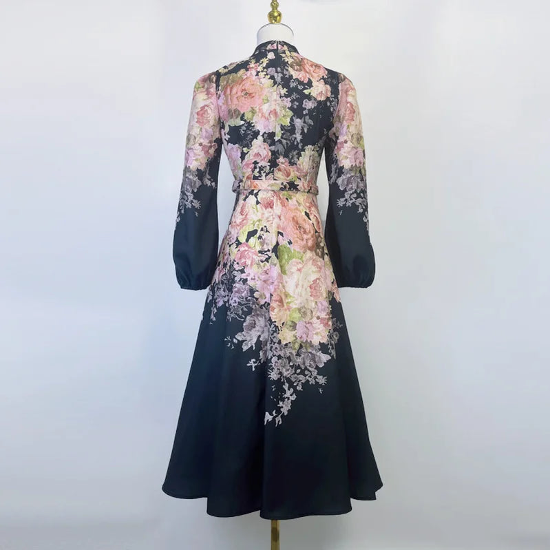 Shot Spot Australian Design Single-Breasted Sleeve Cotton Linen Spring And Summer Midi Dress With Bel