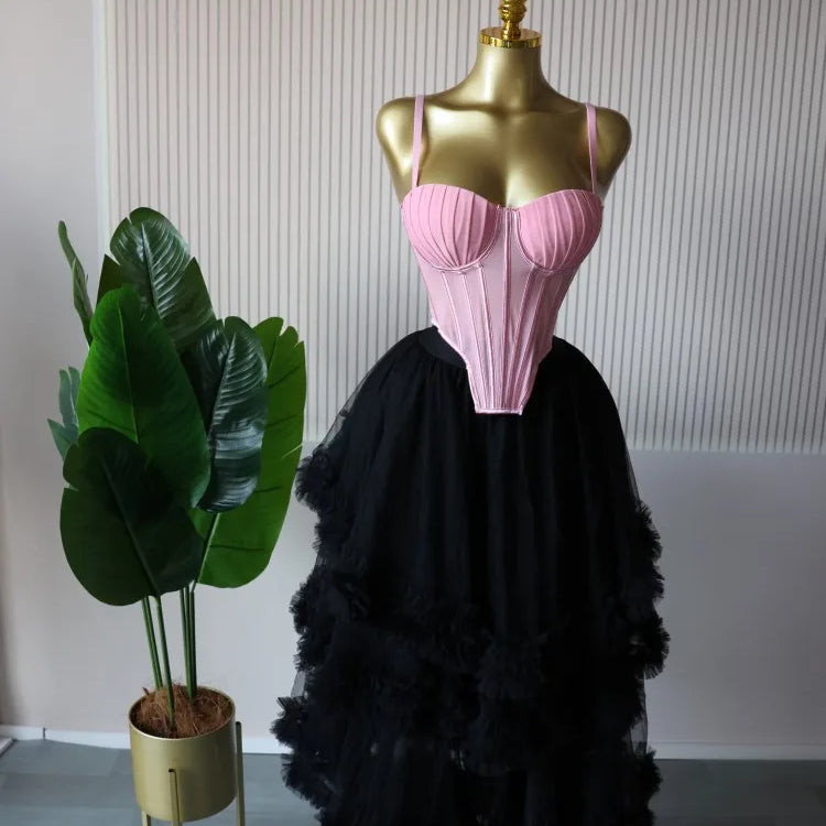 CM.YAYA Women's Dress Set Sleeveless Strap Tops and Pleated Tiered Skirts Suit Elegant Vacation Birthday Two 2 Piece Set Outfits