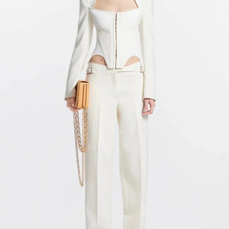 Solid Irregular Coats For Women Square Collar Long Sleeve Temperament Minimalist Coat Female Fashion Style Clothing