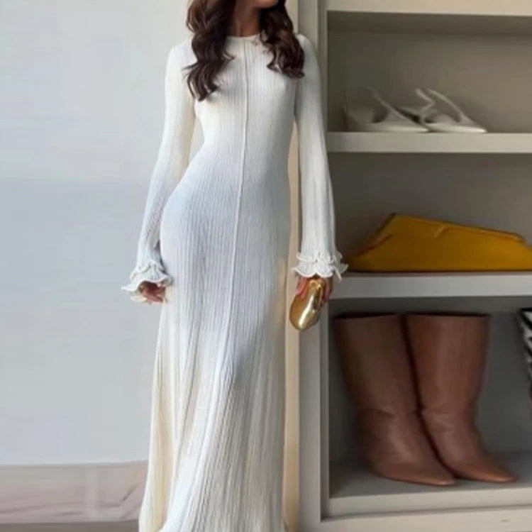 Elegant V Neck Denim Patchwork Knitted Long Dress Women Fashion Short Sleeved Buttons Bodycon Dresses Office Lady Pockets Robes