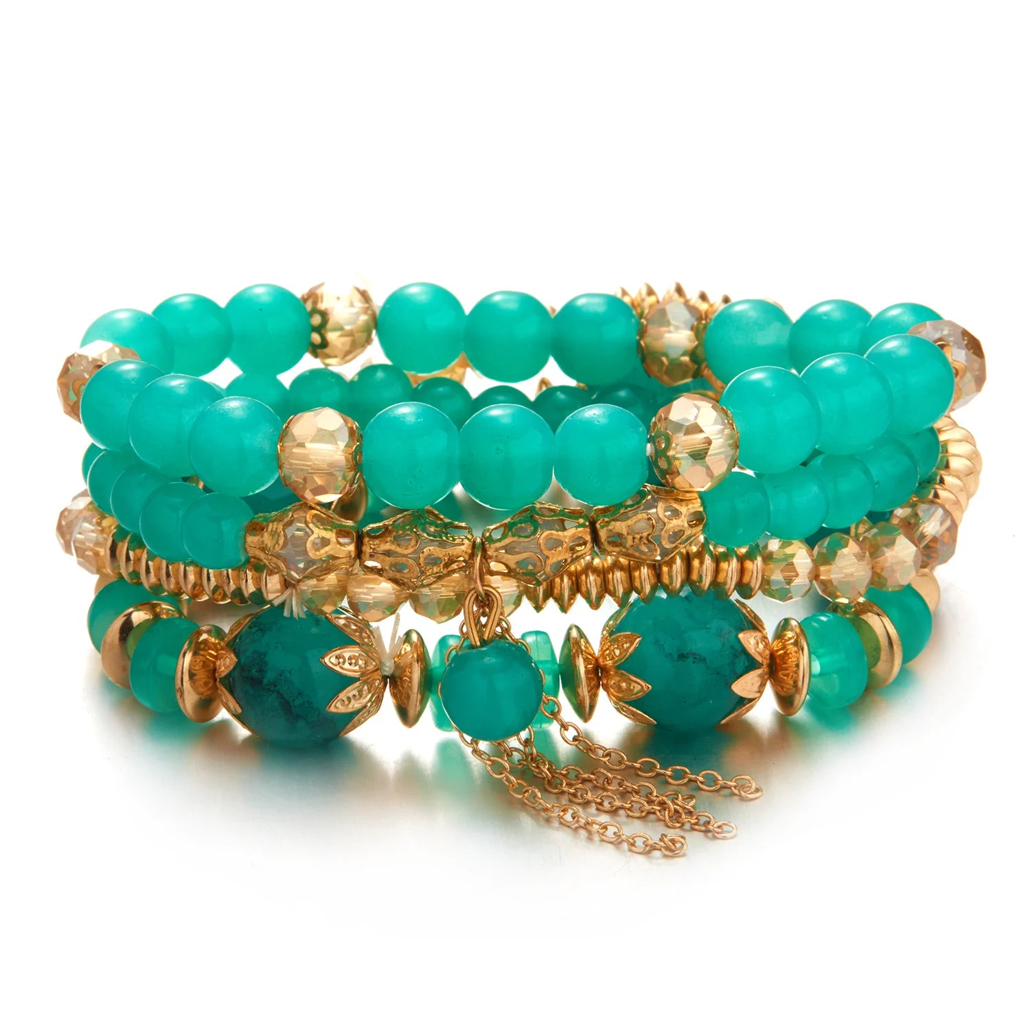 Bohemian Multilayer Crystal Beaded Bracelets For Women Charm Link Chain Irregular Geometric Bracelet Bangle Ethnic Jewelry Gifts BR18Y0489-1