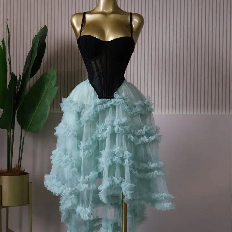 CM.YAYA Women's Dress Set Tunic Irregular Crop Top and Irregular Ball Gown Maxi Long Skirt Suit 2025 Two 2 Piece Set Outfits