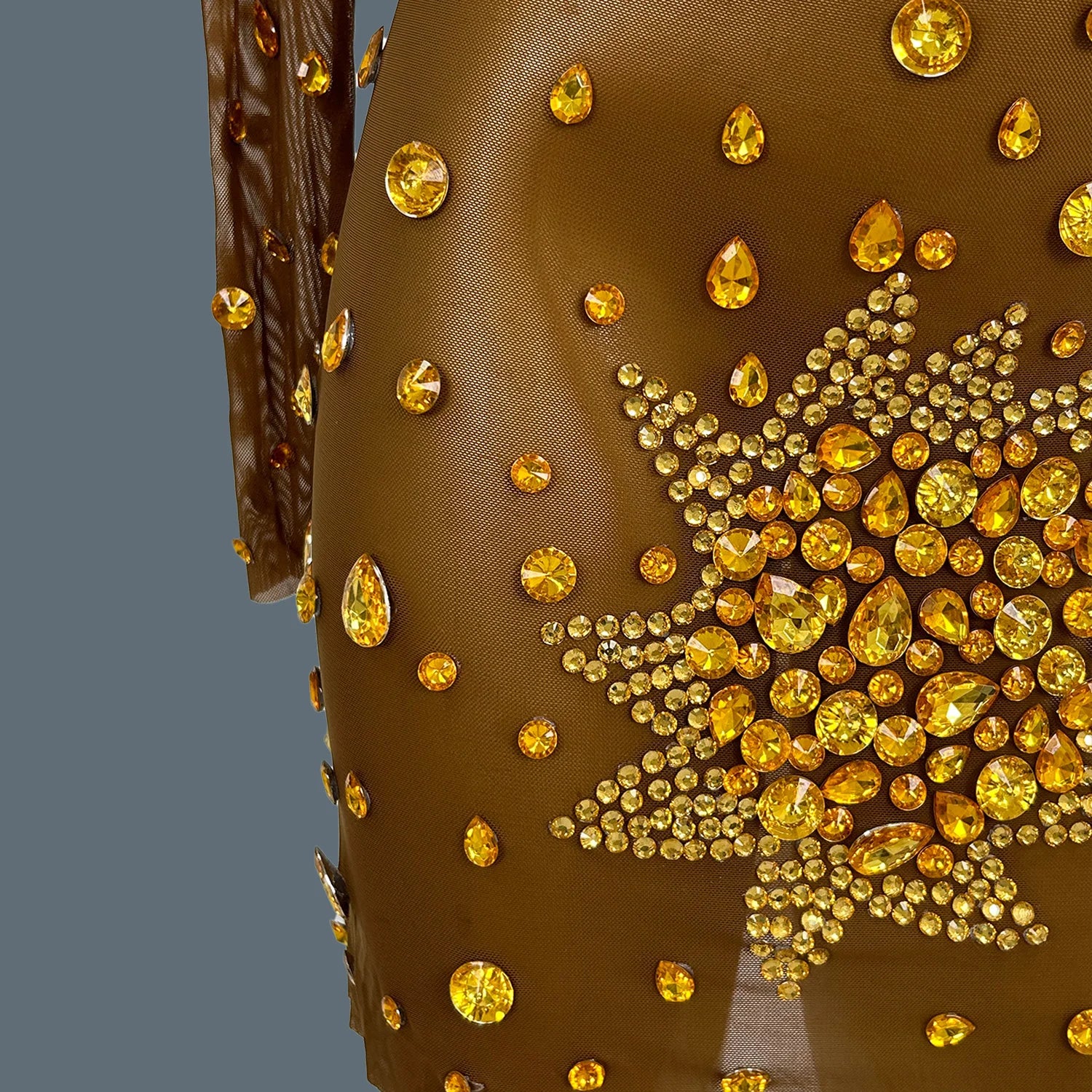 Sparkly Gold Rhinestones Stretch Short Dress for Women Summer Sexy Mesh Celebrate Evening Birthday Dress Photo Shoot Wear Guibin