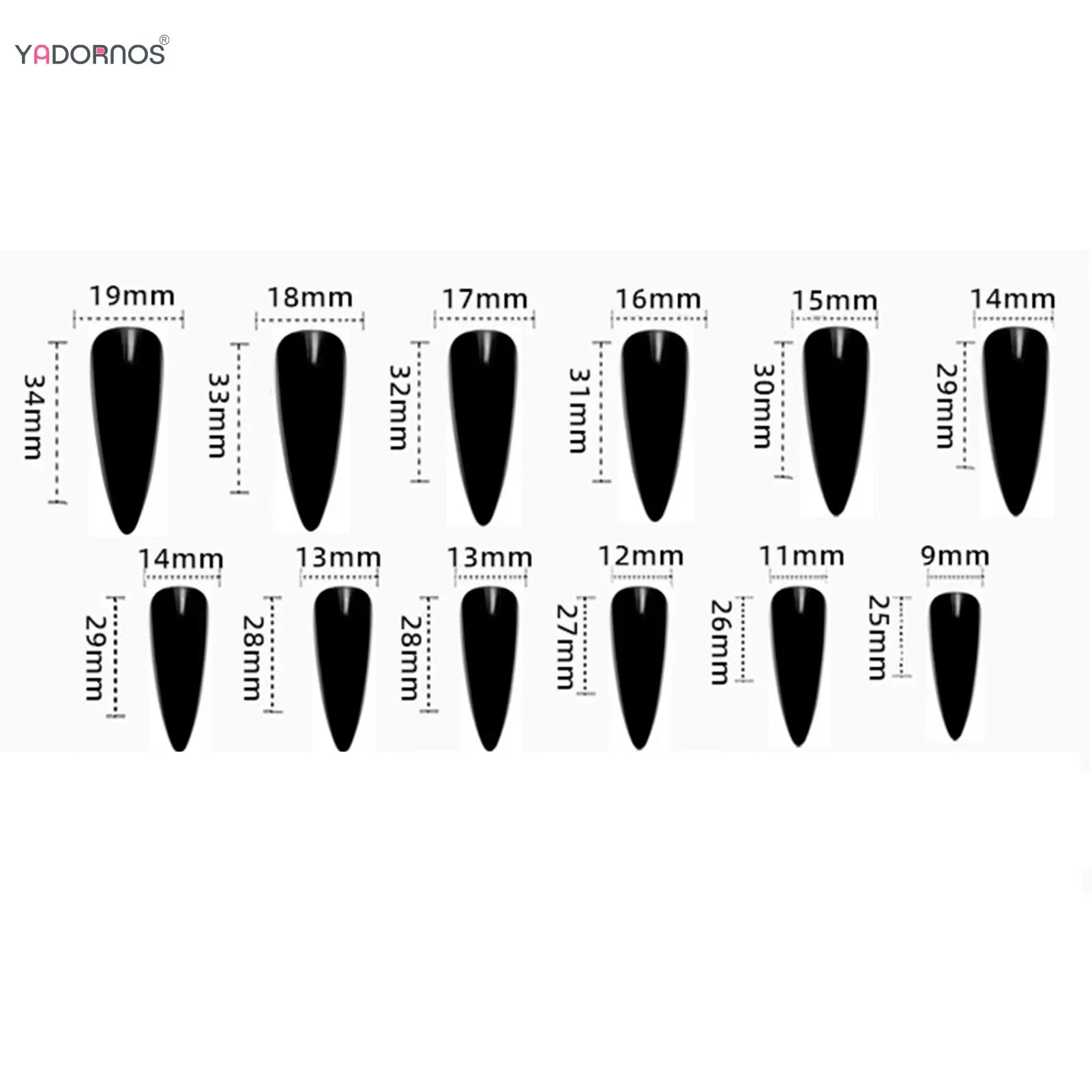 Solid Black Long Stiletto Fake Nails for Spicy Girls Charm Manicure 24Pcs Detachable Press On Nails Stick-on Nail Supplies