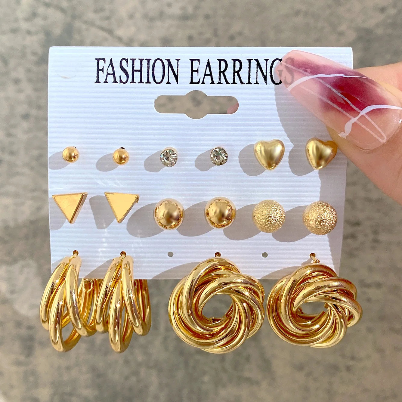 Gold Color Vintage Hoop Earrings Set for Women Boho Metal Circle Geometric Twist Pearl Dangle Earrings Trendy Jewelry Gifts AY 54186