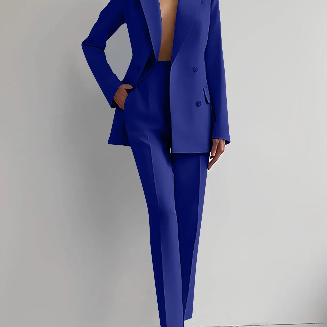 CM.YAYA Elegant Blazer Suit and Wide Leg Pants Two 2 Piece Sets Outfits  Women 2024 Classic OL Work Street Outfit Tracksuit