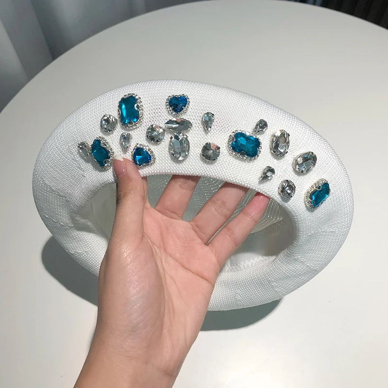 Berets Women Hat Brimless Stretchy Comfortable Rhinestone Y2K Cap Autumn Female Flat Color Cotton a 56-58cm