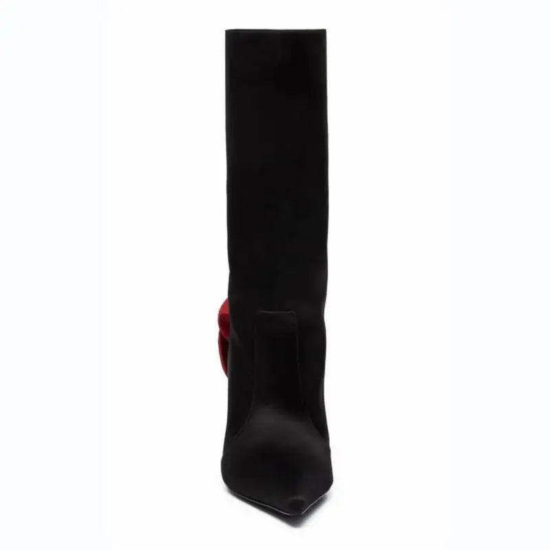 Big Size 34-46 Autumn Winter New Fashion Flower Short Boots Zip Thin High Heel Pointed Toe Sexy Pumps Women's Shoes Pink Red