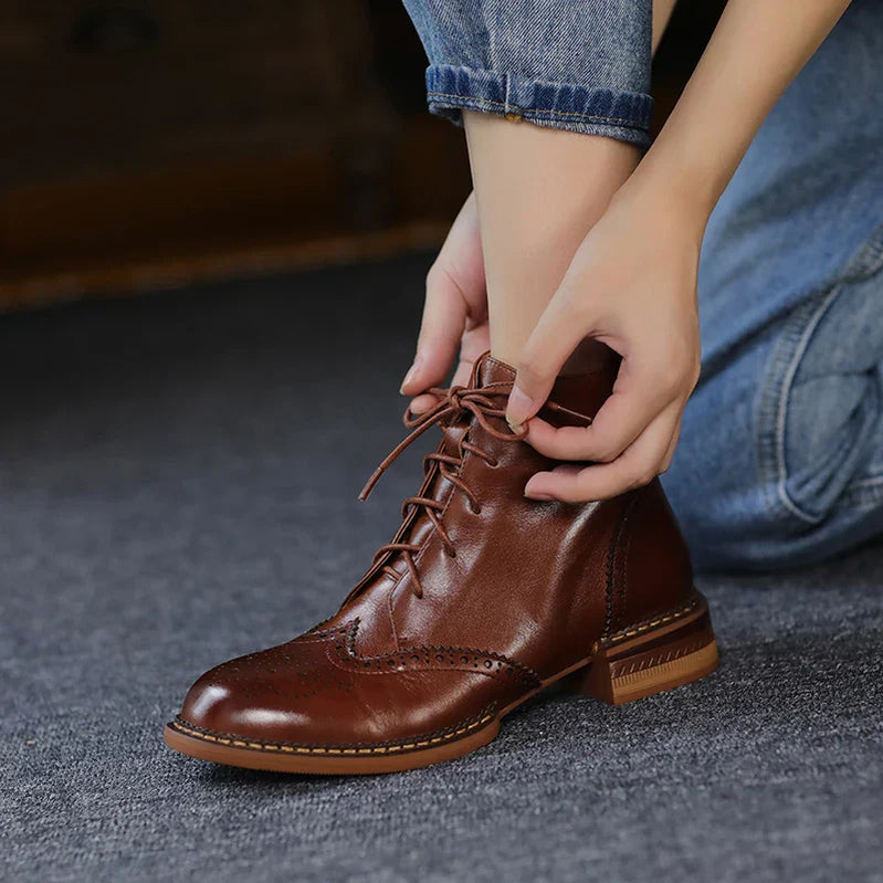 New Autumn Women Shoes Lace-up Chelsea Women Boots Winter Block Ankle Boots for Women Zapatos De Mujer Womens Chunky Boots brown