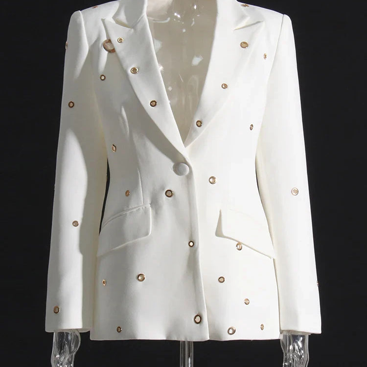 TWOTWINSTYLE Soild Minimalist Sets For Women Turn Down Collar Long Sleeve Patchwork Button Pockets Set Female Fashion Clothing