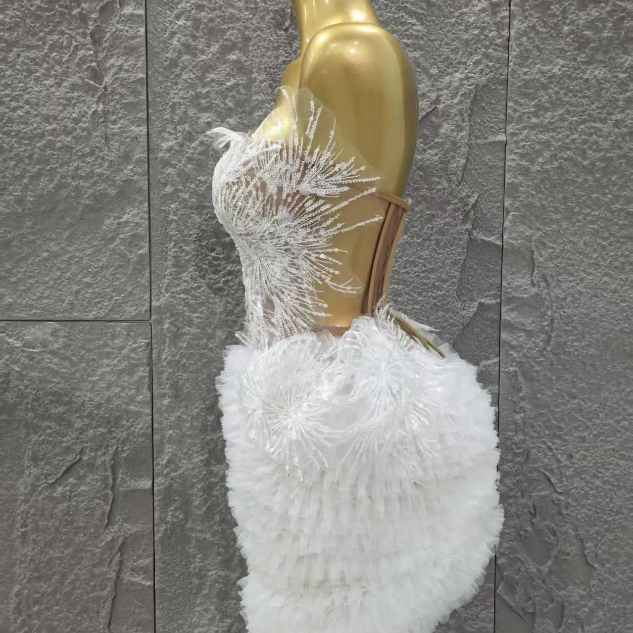 STOCK White Color Women Sexy Strapless 2 Pieces Ball Gown Mini Dress Celebrate Cute Birthday Party Photo Shoot Outfit Vestido