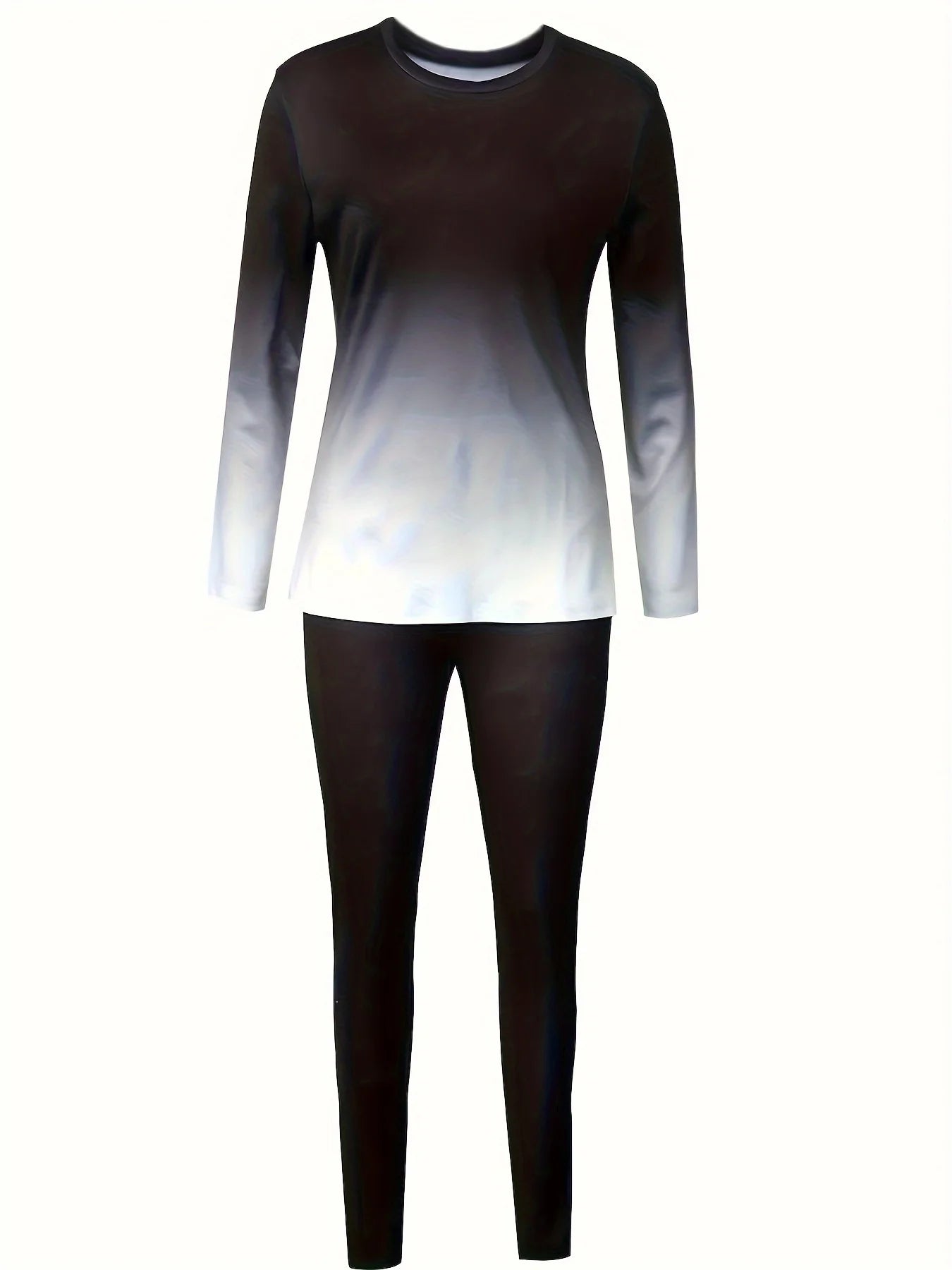 Plus size European and American cross-border spring and autumn new round neck gradient long sleeve trousers casual suit