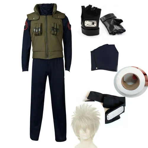 Anime Ninja Coat Cosplay Costume Kaka Halloween Clothes shi Vest Shirt Pant Headband Set For Kids Adult Plus Size Custom Made