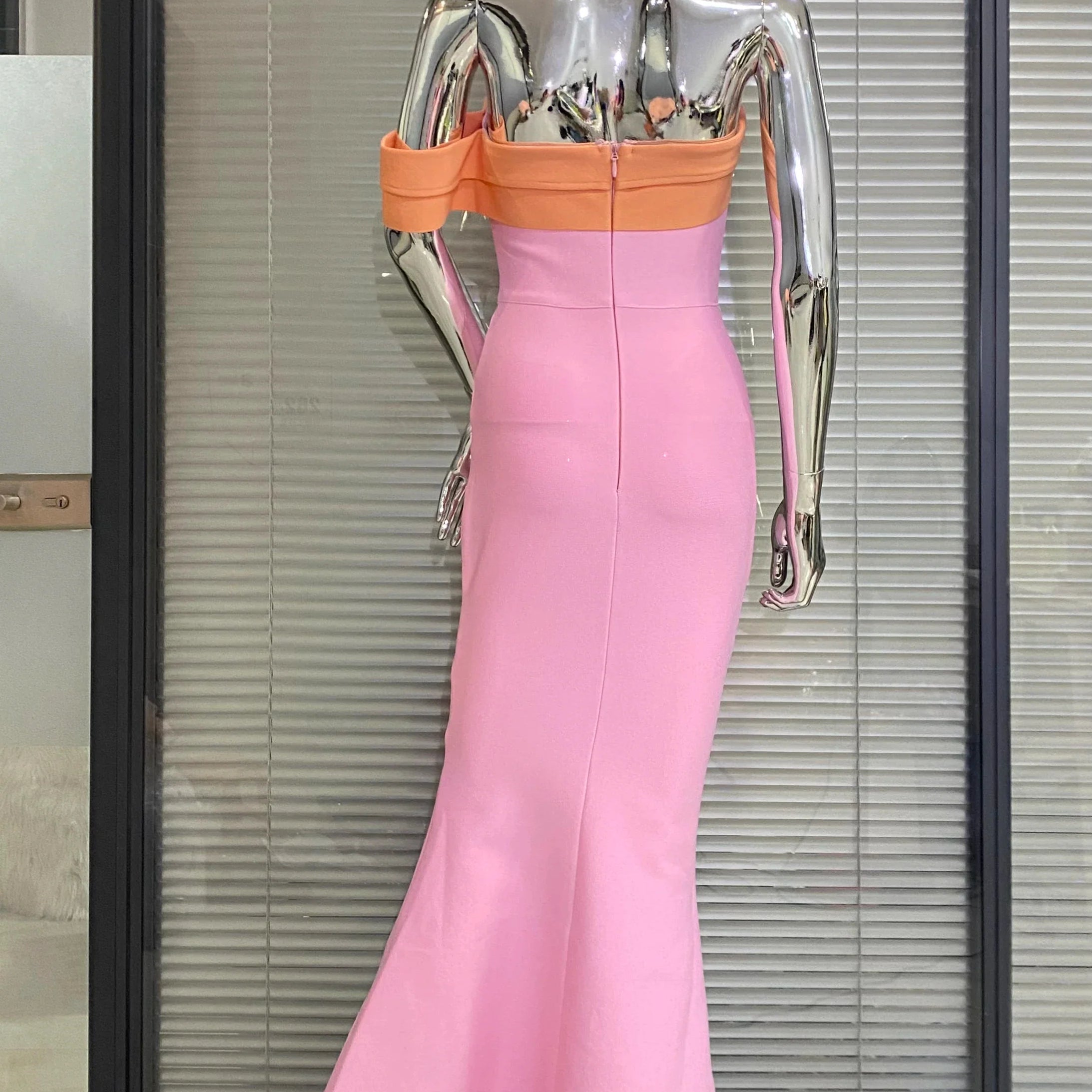 Arrival Pink Color Women Sexy Off the Shoulder Bodycon Bandage Long Maxi Dress Celebrate Evening Party Birthday Dress