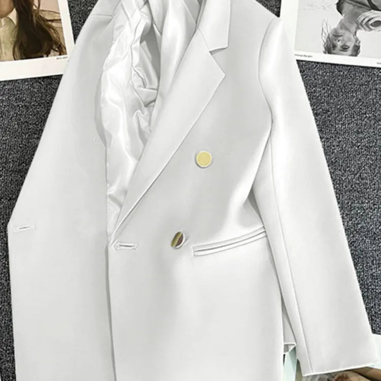 Women's Suit Coat Elegant Sports Casual Blazer Korean Fashion Luxury Jacket Spring Autumn Solid Color Ladies Clothing WHITE