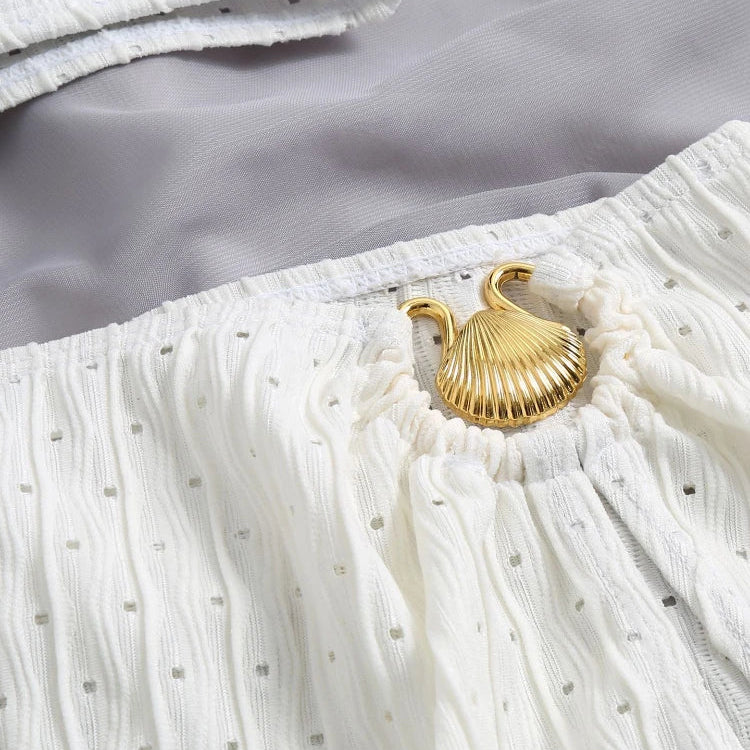 2023 New 3 Pieces Set Swimsuit Women Thong Swimwear Sexy One Shoulder Micro Bikini Set With Skirt White Beachwear Bathing Suit