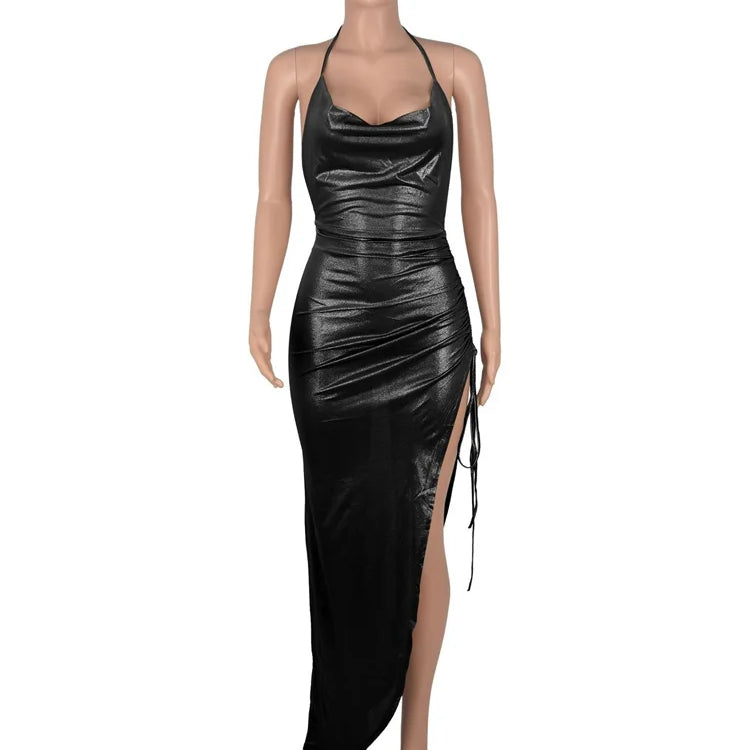 Wmstar Party Dresses Women Christmas Slip Draped V Neck Sexy Luxury Elegant Maxi Dress Birthday Outfits Wholesale Dropshipping