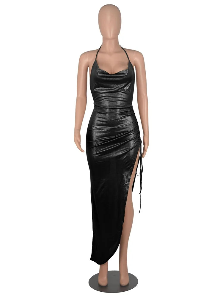 Wmstar Party Dresses Women Christmas Slip Draped V Neck Sexy Luxury Elegant Maxi Dress Birthday Outfits Wholesale Dropshipping