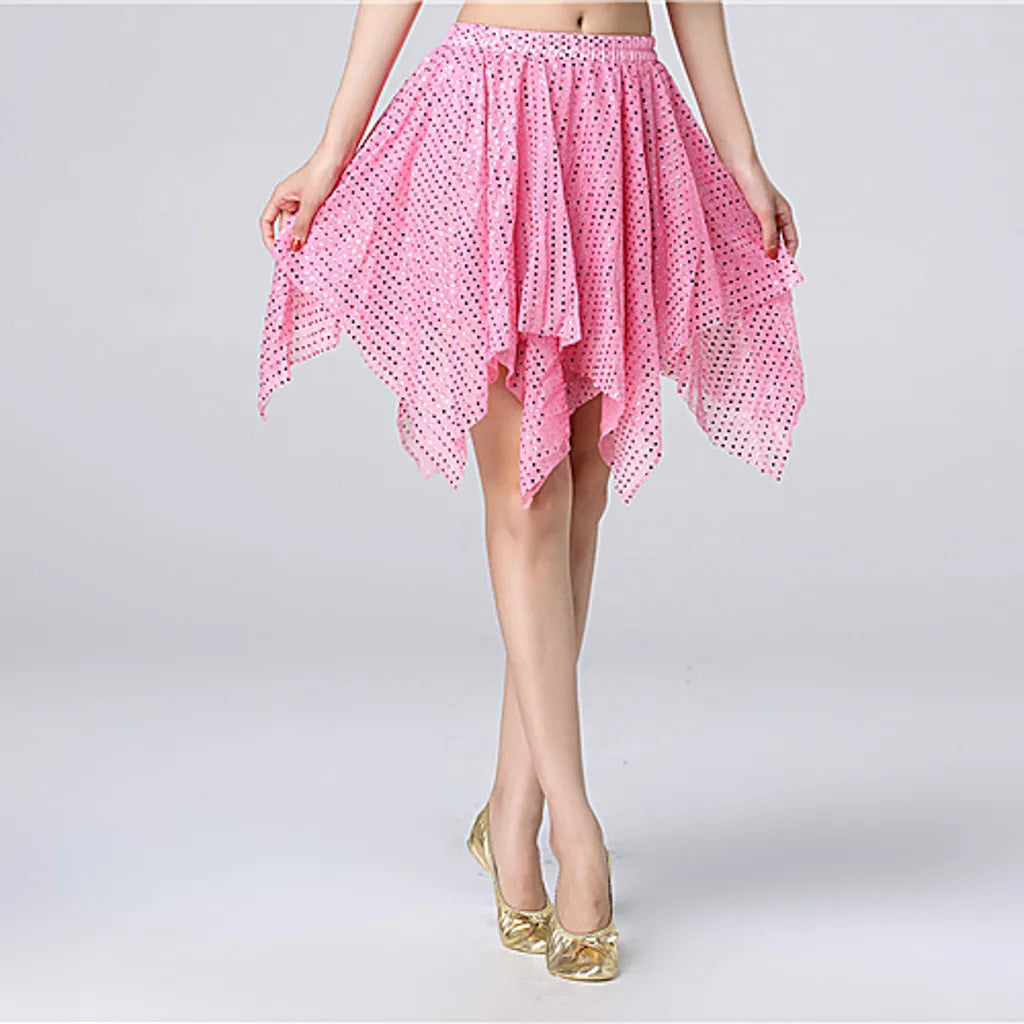 Women's Tutu Skirt Mini Short Skirt For Women Star Sequined Mesh Skirt Belly Latin Dancewear Fairy Tulle Skirt Costume Clothing B One Size