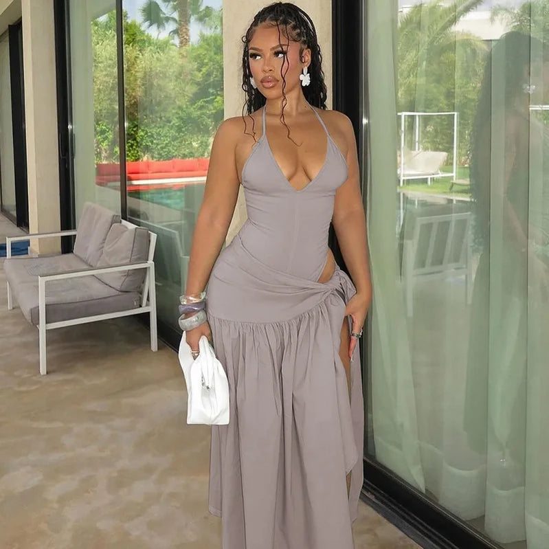 CM.YAYA Elegant Women's Set Sleeveless Strap Bodysuit +Long Skirts Set Autumn Tracksuit Sexy 2024 Tie Up Two 2 Piece Set Outfits