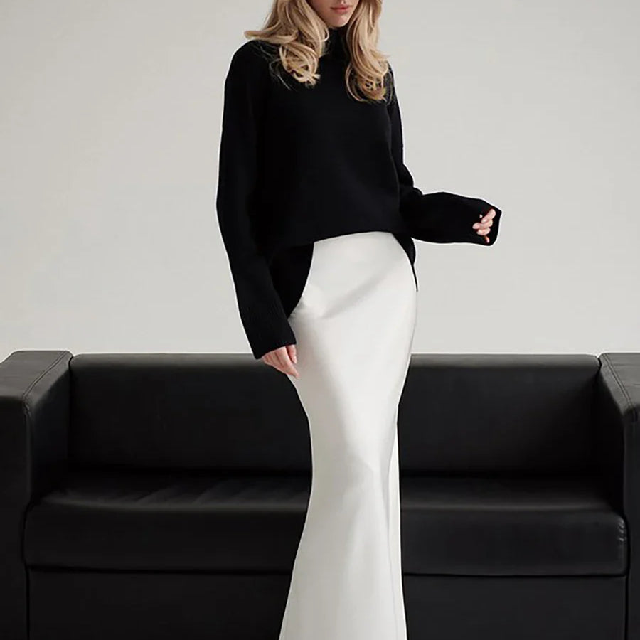 Bornladies Casual Satin Women'S Skirt Spring Summer Fashion Loose High Waist Maxi Skirts Elegant Simple Slik Fishtail Skirt