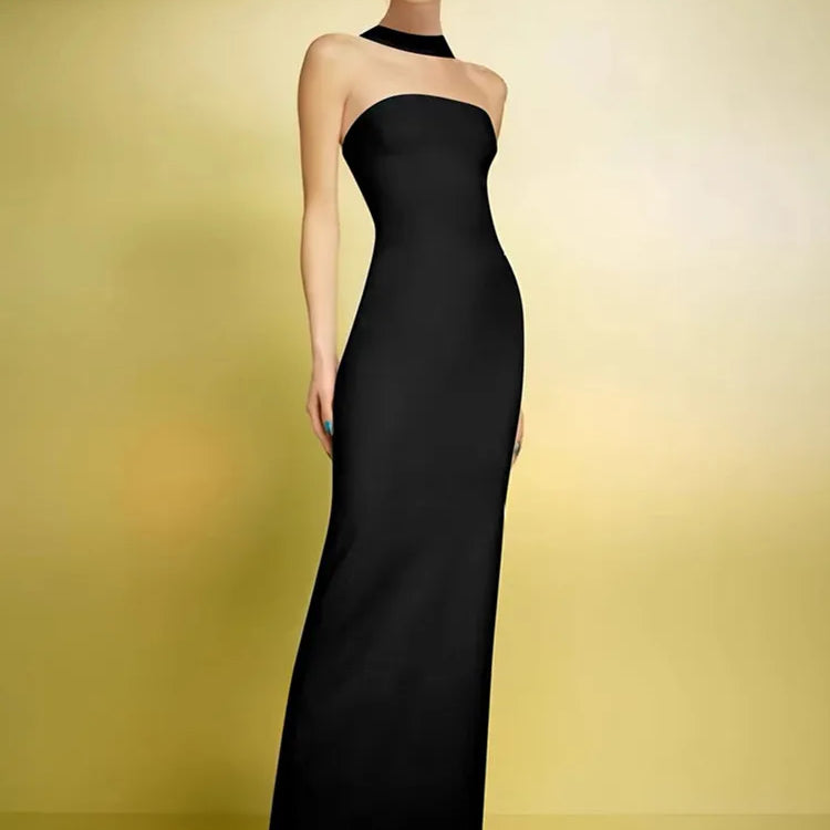 Women Celebrity Sexy Backless Halter Red White Maxi Long Summer Bandage Bodycon Dress 2025 Elegant Evening Club Party Outfit