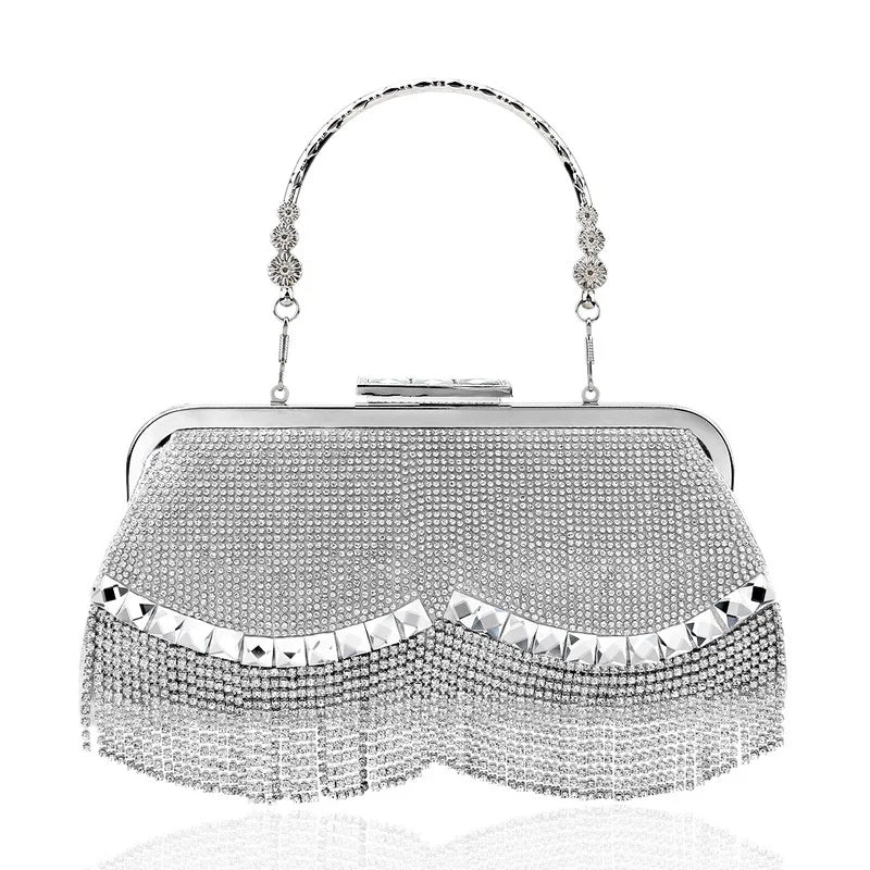 Women Banquet Handbags New Diamond-Studded Tassel Evening Bags Femme Wedding Purse Dress Beaded Party Clutch