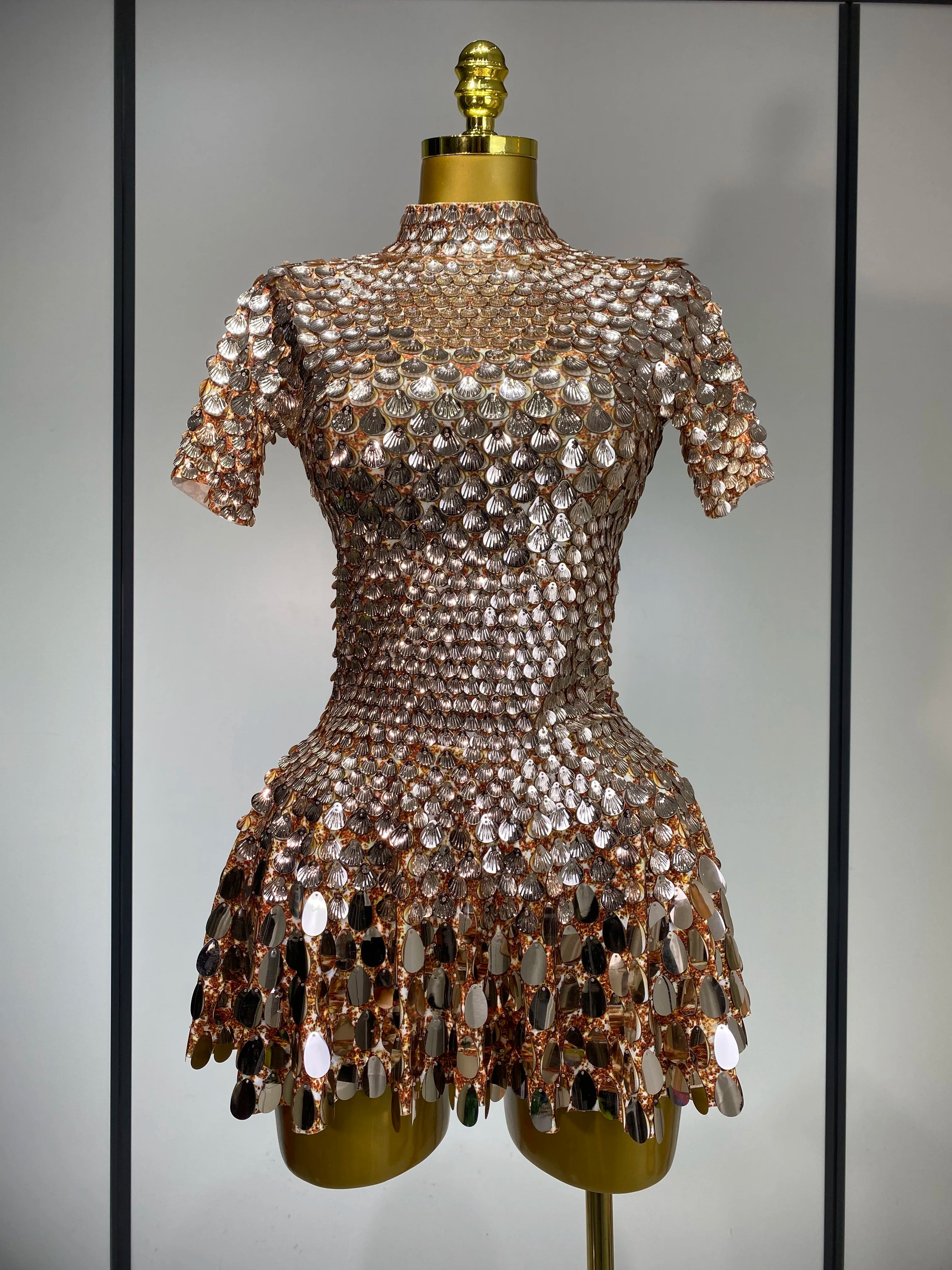 Sparkly Sequins Luxury Birthday Party Gown Short Dress Dancer Stage Performance Wear Women Sexy Nightclub Dress Festival Outfit