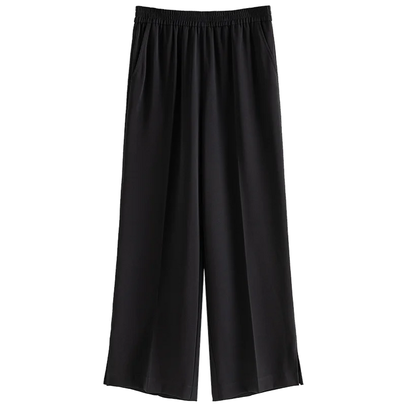 DUSHU Simple Commuting Style Versatile Straight Casual Pants for Women's Spring New High Waisted Long Trousers Female black