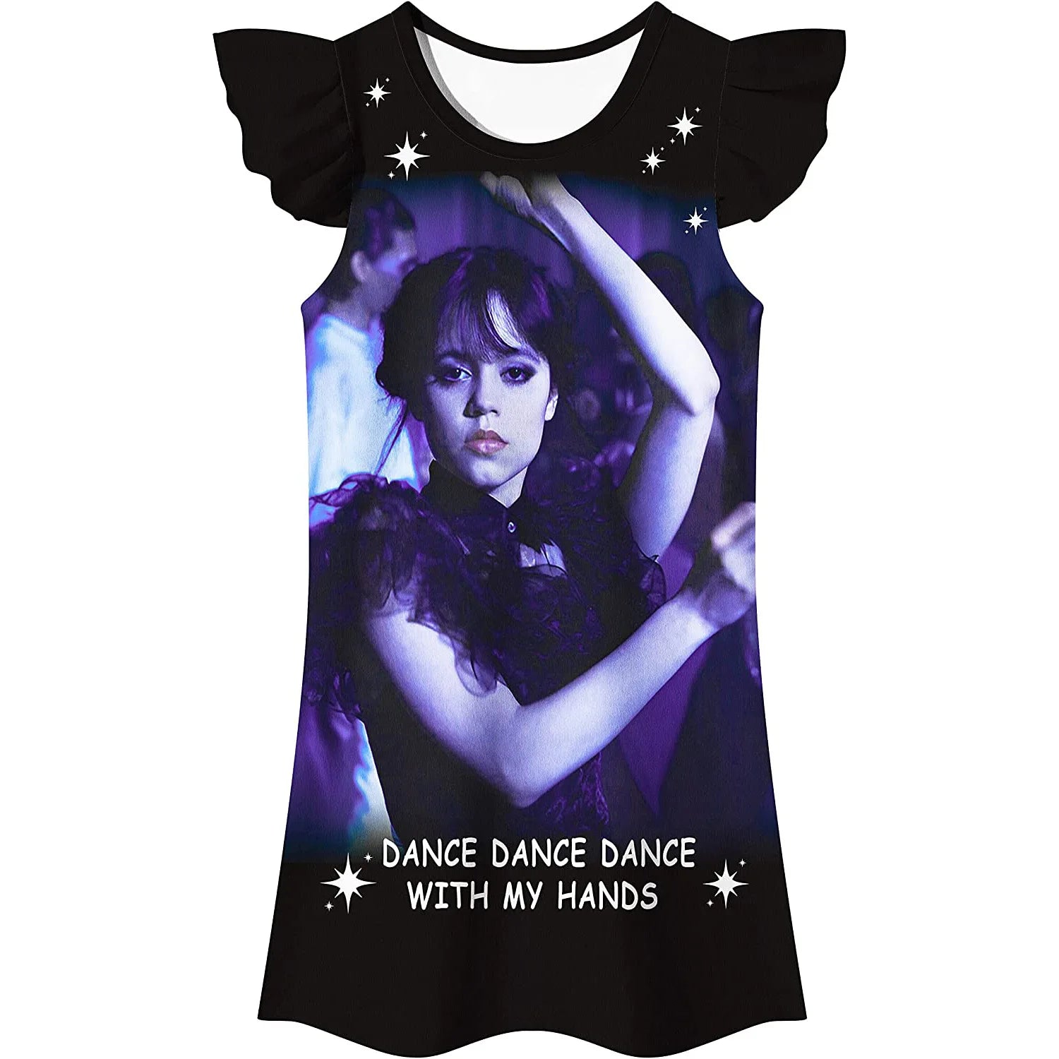 Summer Fashion Wednesday Addams Costume Kids Casual Dress Toddler Girls Short Sleeve Dresses Children A-line Party Sundress COLOR 8