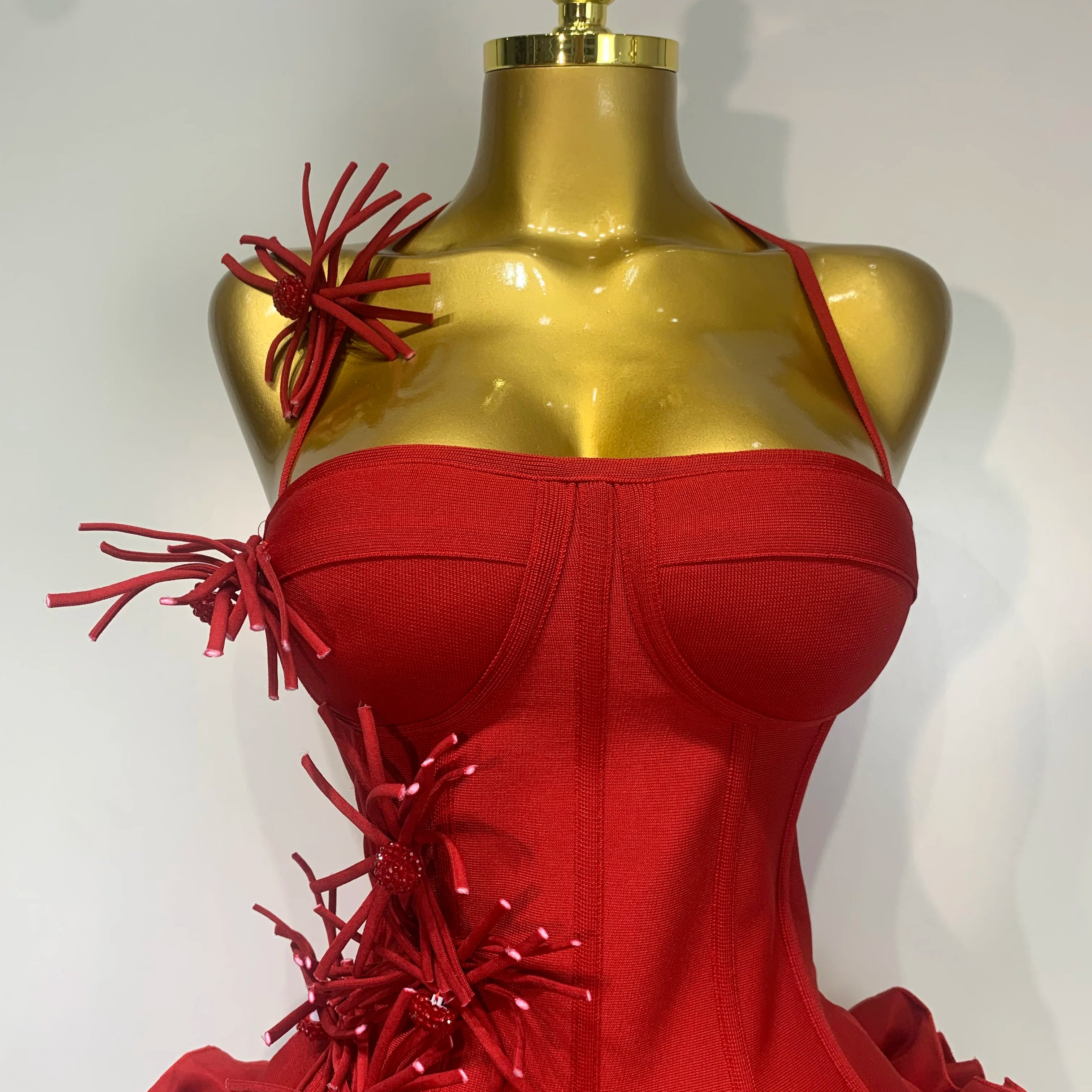 Women Fashion Sexy Halter Prom Gown Celebrity Club Two Piece Set Cocktail Elegant Luxury Birthday Party Red Black Bandage Outfit