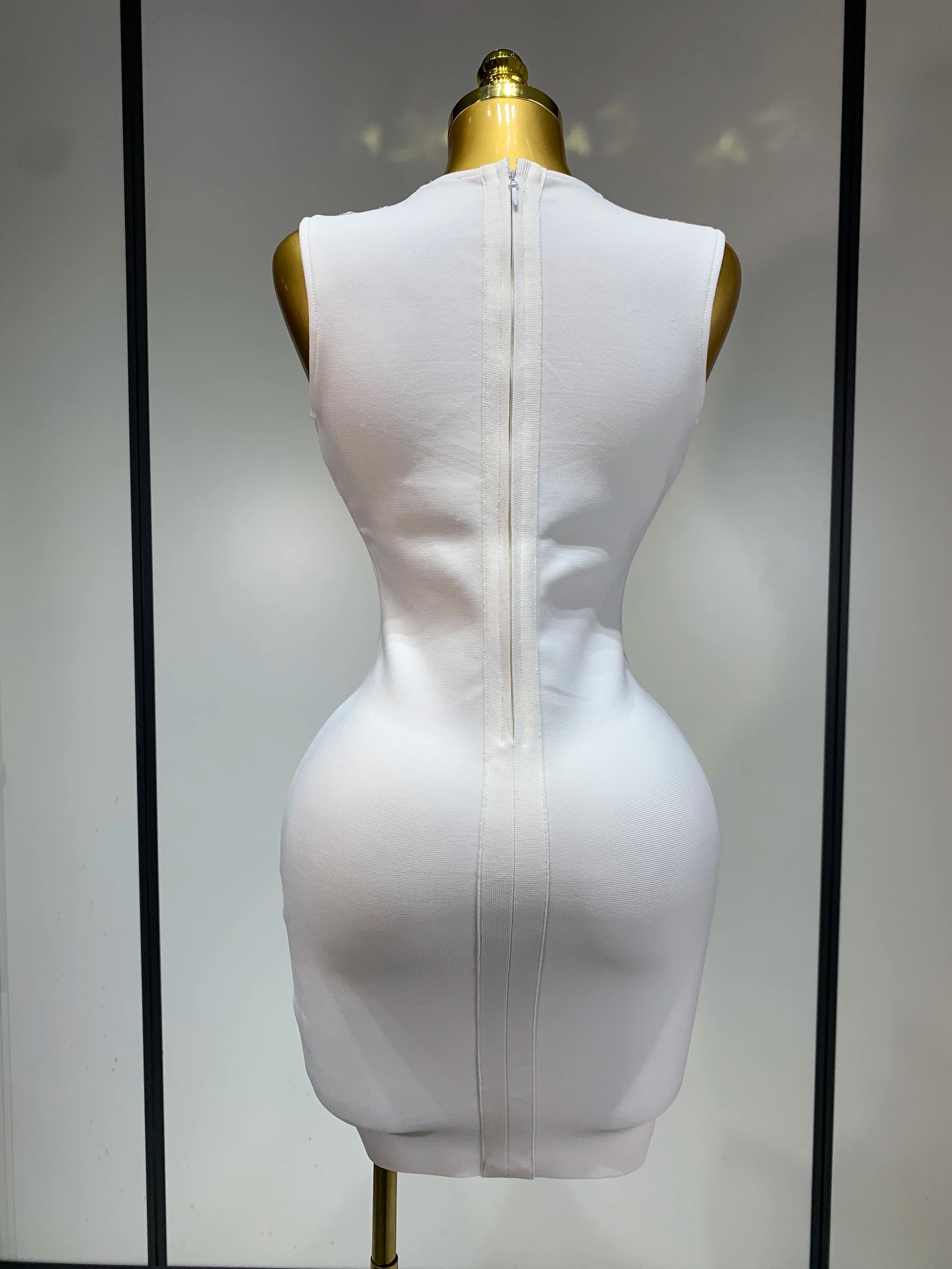 Women 2025 Sexy V Neck Cut Out Short Bandage Dress Silver Sequin White Elegant Luxury Birthday Party Club Wedding Vestidos