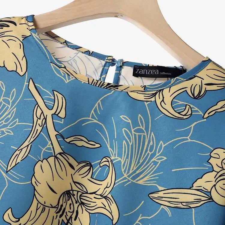 Fashion Trousers Suit Women 3/4 Sleeve Blouse Wide Leg Pant Sets Summer Matching Sets ZANZEA 2PCS Casual Printed Tracksuits