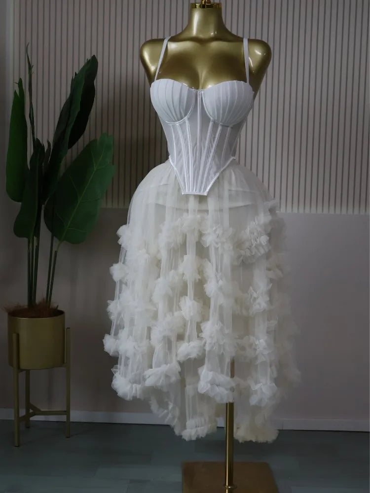 CM.YAYA Women's Dress Set Tunic Irregular Crop Top and Irregular Ball Gown Maxi Long Skirt Suit 2025 Two 2 Piece Set Outfits