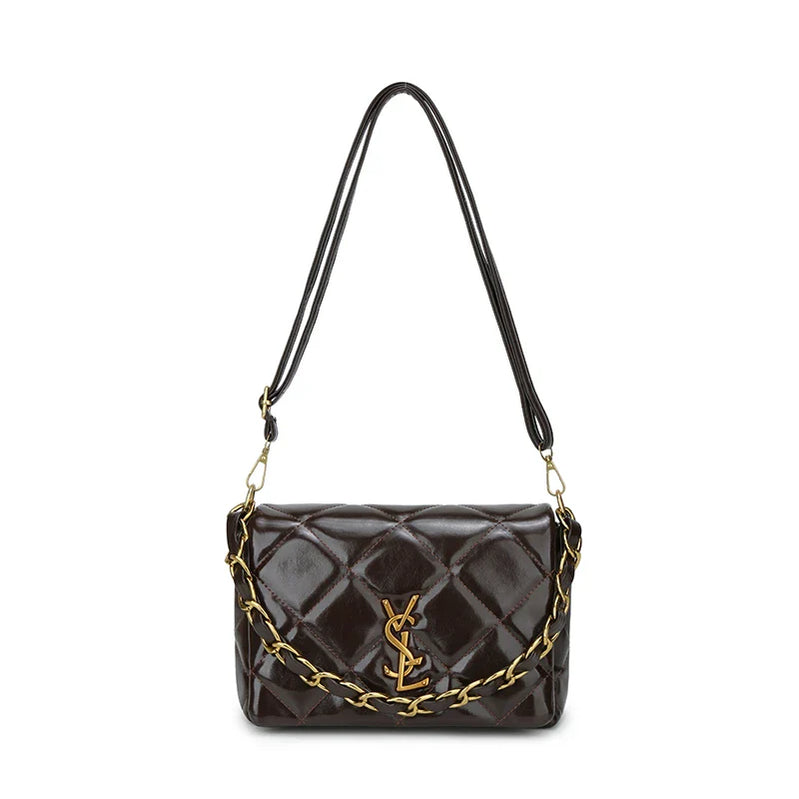 Diamond Grid Handbags Large Capacity Luxury Designer Clutch Bags for Women Chain Crossbody One Shoulder Bag Hand Bag Ladies Dark Brown