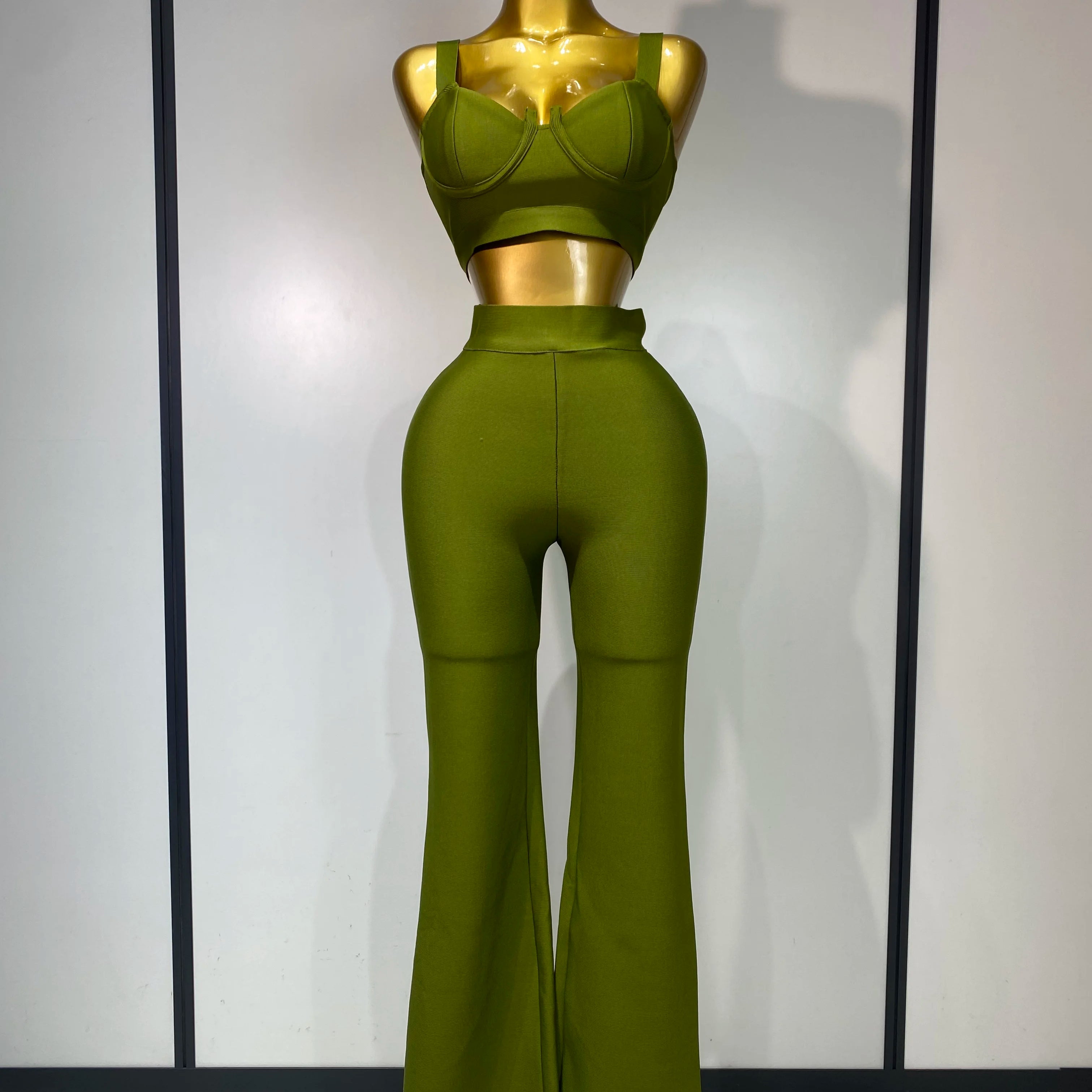 Women Sexy Bandage Crop Top Pant Set Evening Party Club Luxury Birthday High Street Fashion Elegant Luxury Birthday Outfit ﻿
