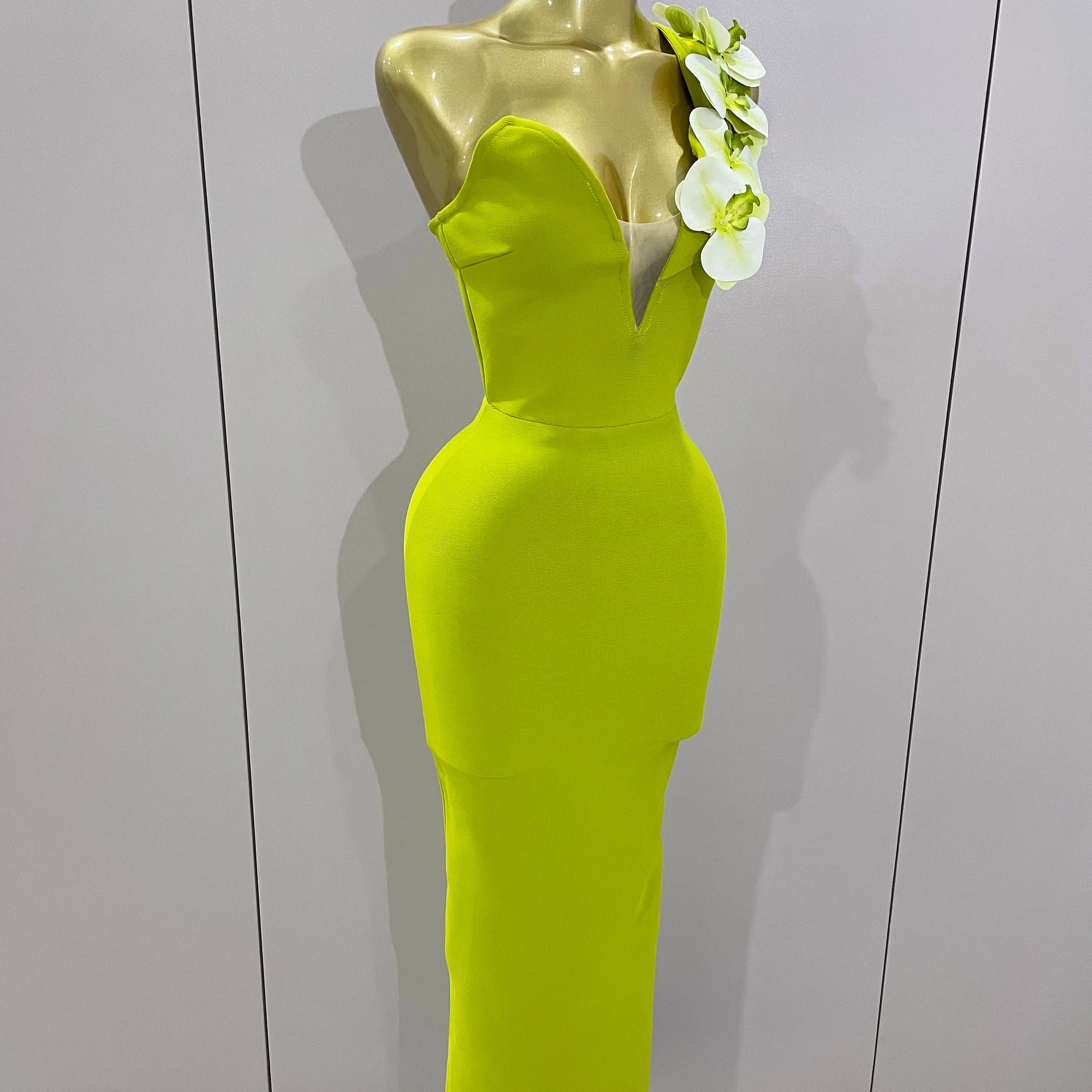 New Designer Bodycon Bandage Luxury Birthday Party Dress Women Elegant V Neck Appliques Maxi Long Celebrity Evening Prom Gowns