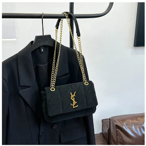 2025 New Women's Chain Strap Crossbody Bag Autumn Winter Vintage Shoulder Purse Chic Aesthetic Soft PU Leather Casual