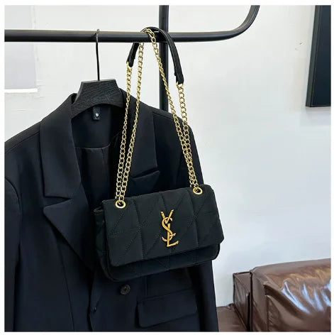 2025 New Women's Chain Strap Crossbody Bag Autumn Winter Vintage Shoulder Purse Chic Aesthetic Soft PU Leather Casual