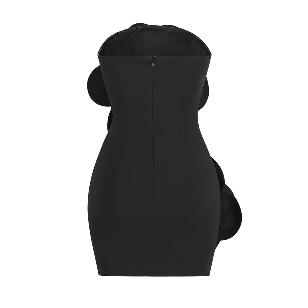 Red Color Women Sexy Florals Strapless Bodycon Mini Dress Fashion Cute Celebrate Birthday Party Cocktail Dress Wholesale